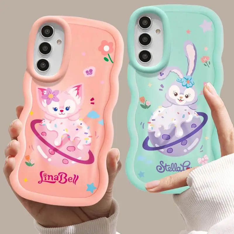 Disney Planet StellaLou LinaBell Macaron Waves Phone Case for Samsung S24 S23 S22 S21 FE Ultra for Galaxy A50 A05 A04 A03 Cover