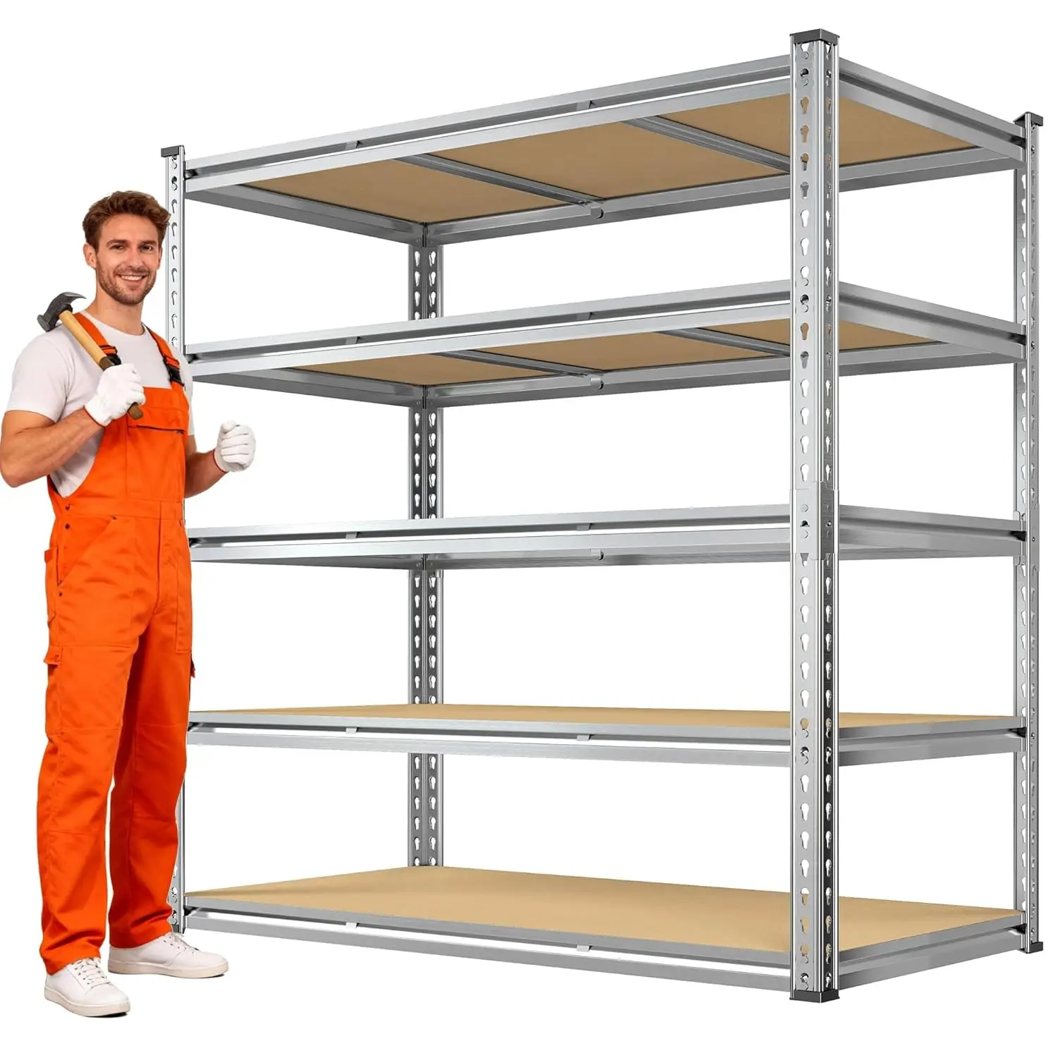 

Garage Shelving Load 3100LBS, 5-Tier Storage Shelves, Adjustable Garage Shelves, Shelving Units and Storage, Metal, Customized