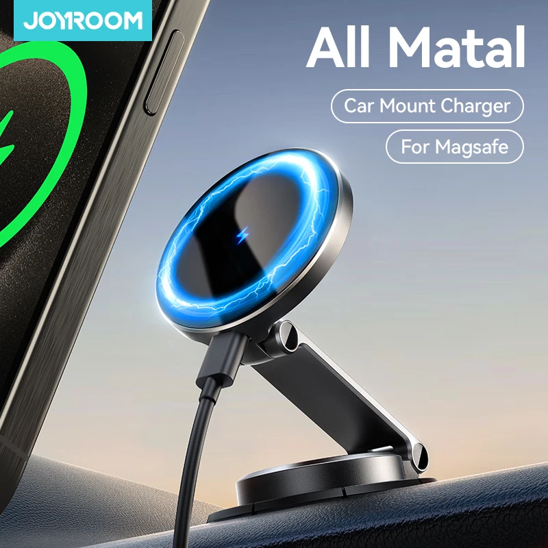 JOYROOM All-Metal for MagSafe Car Mount Charger 15W Car Charger Hands Free Magnetic Phone Charger Holder Dashboard for iPhone 16