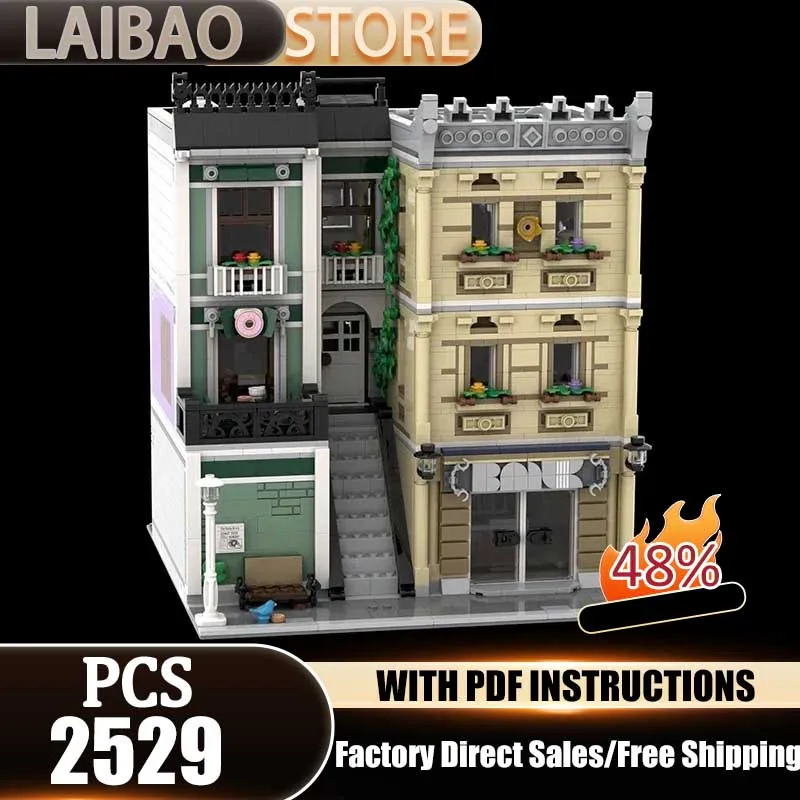 

City Street View Model Moc Building Bricks Golden Shell Bank Technology Modular Blocks Gifts Christmas Toys DIY Sets Assembly