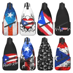 Puerto Rico Flag Unisex Chest Bags Crossbody Sling Backpack Travel Hiking Daypack Crossbody Shoulder Bag for Women Men