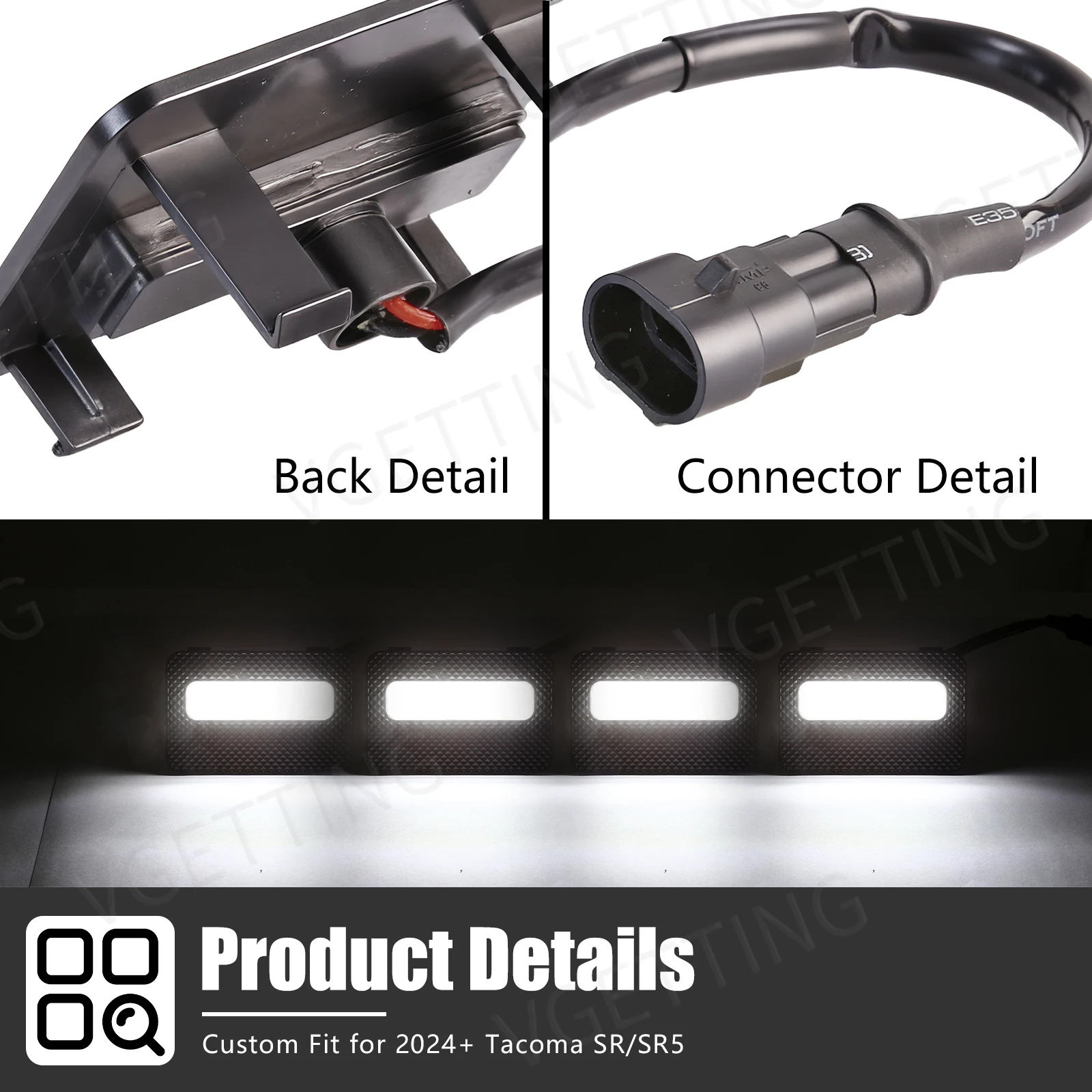 ل 2024 2025 تويوتا تاكوما SR SR5 سيارة الجبهة مصبغة أضواء الجبهة مصبغة LED مصباح تحذير النهار تشغيل ضوء الأبيض العنبر 12 فولت #3