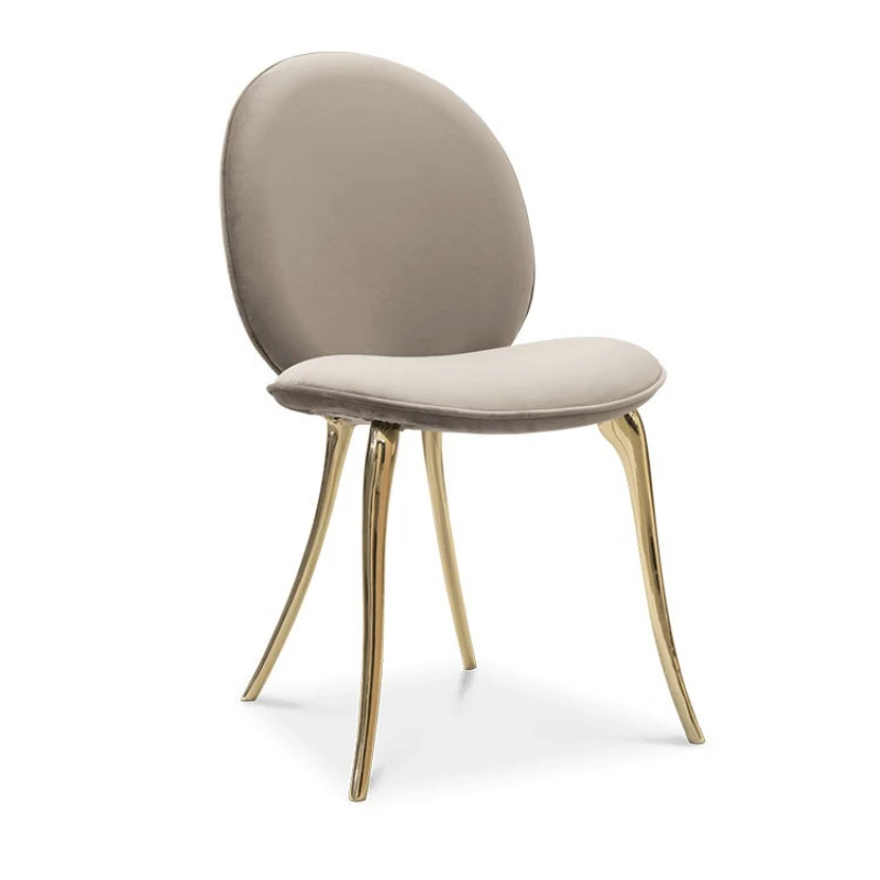 

Light luxury villa home solid pure copper backrest reception chair art style flannel chair
