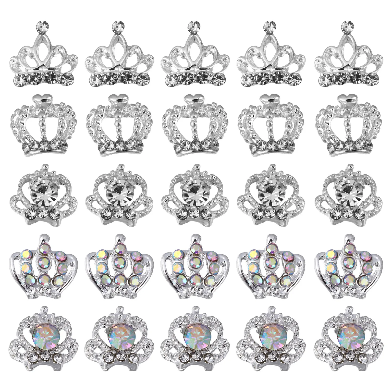 

50pcs Nail Rhinestones 3D Crown Charms Alloy Nail Decoration Diy Manicure Art Studs Glitter Accessories Festival Gift