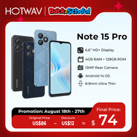 HOTWAV Note 15 Pro Mobile Phone Android 14 6.6'' HD+ 12(4+8)GB 128GB Cellphone 13MP 5160mAh 8.9mm Ultra-Thin Smartphone