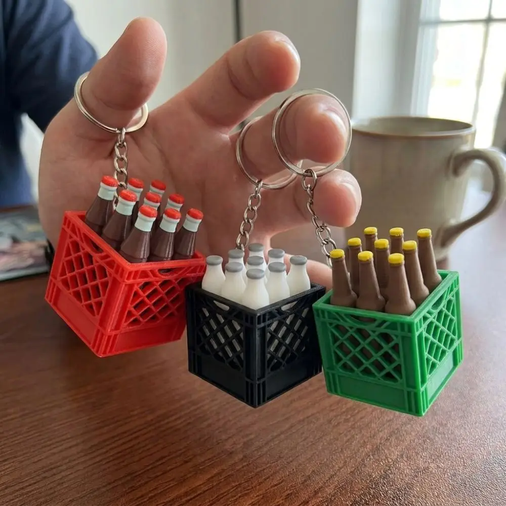 3D Printed Soda Crate Clicker Keychain Novelty Plastic Mini Crate Click Funny Lifelike Button Clicker Keyring Venting