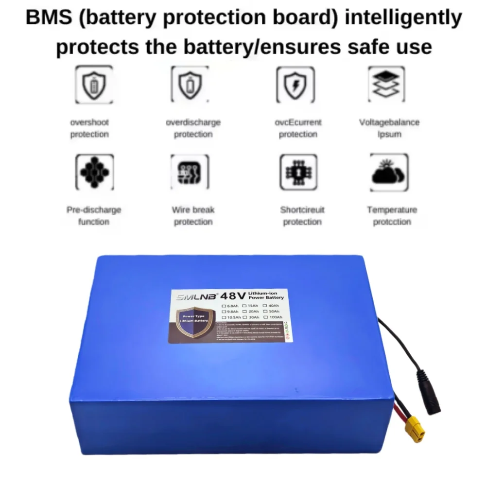 40000mAh 48V Li-ion Battery for Citycoco Motorized Scooter Electric Tools Model Aircraft Solar Energy Inverters 13S8P Configurat