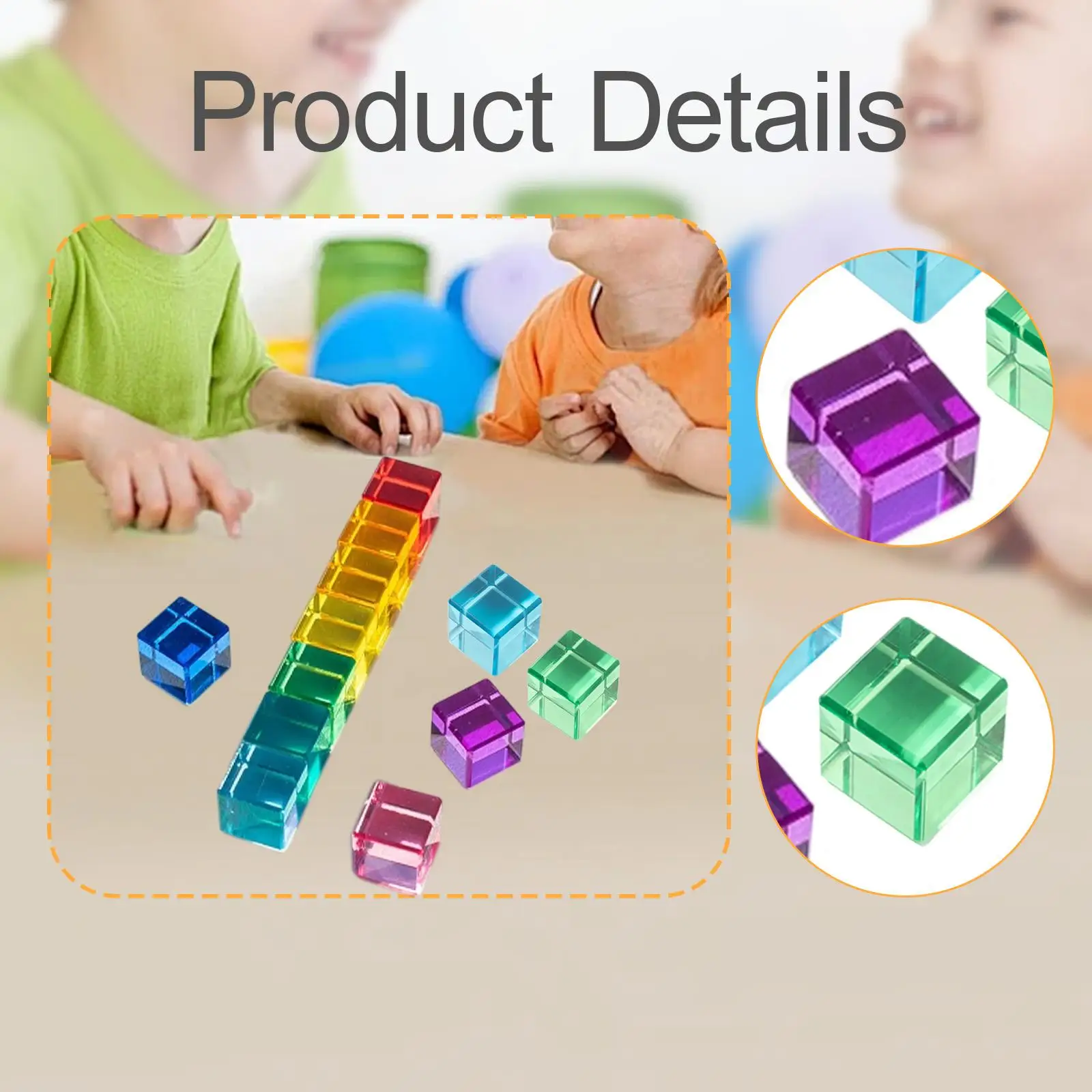 Set di blocchi da costruzione arcobaleno Cubi acrilici da costruzione arcobaleno per bambini dai 3 ai 6 anni