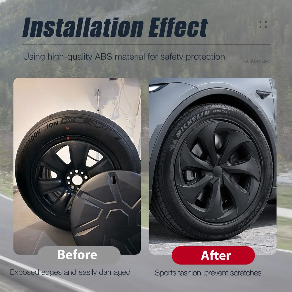 For Tesla Model Y Juniper Standard 2026 4PCS 18 Inch Performance Full Rim Aperture Wheel Cover Hub Caps Replacement Accessories