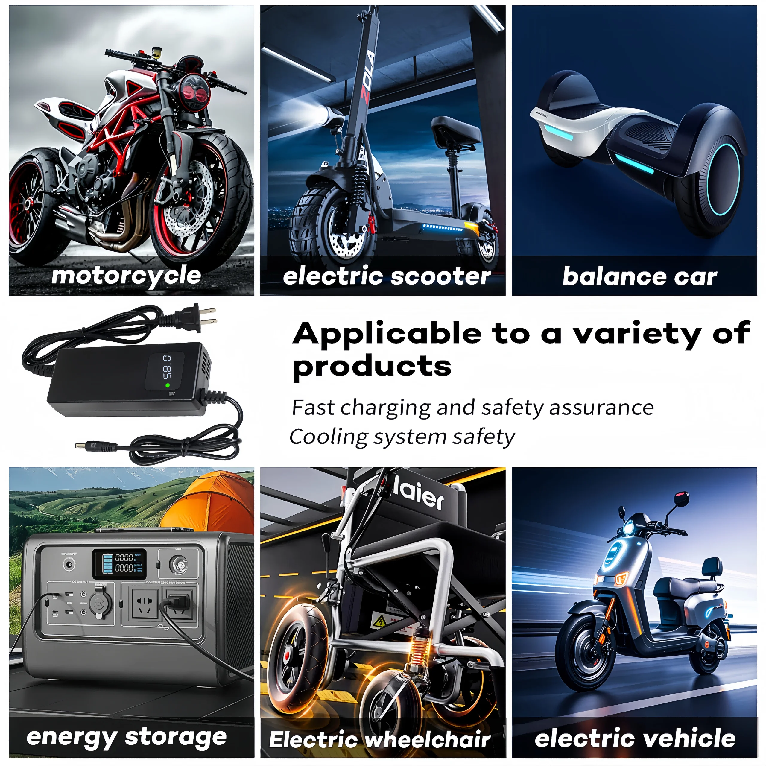 Cargador de batería de plomo ácido YZPOWER 58V 2A 48V 2A 10A 12A 15A 18A 20A