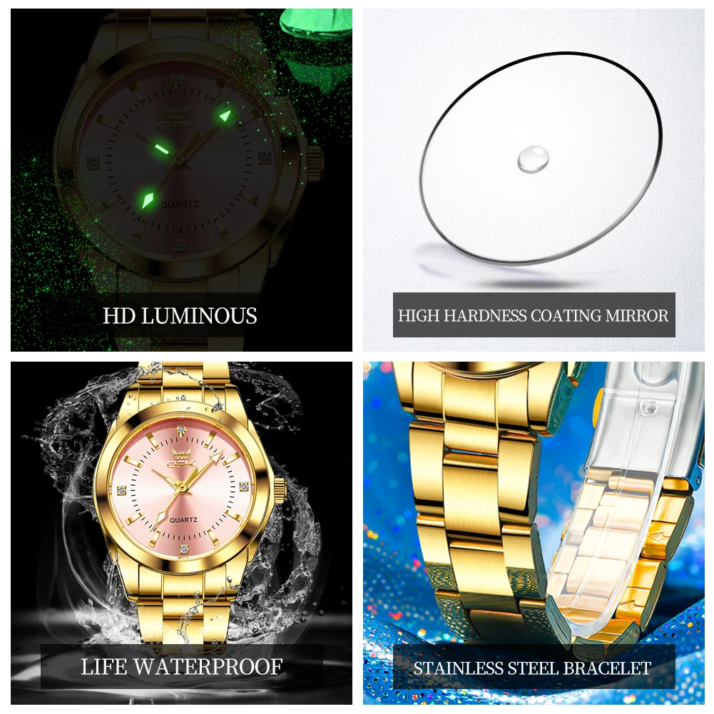 ﻿ OPK 6002 Ladies Watches Original Simple Brand Quartz Watch Waterproof Luminous Design Watch For Women Date Sport Display Gifts