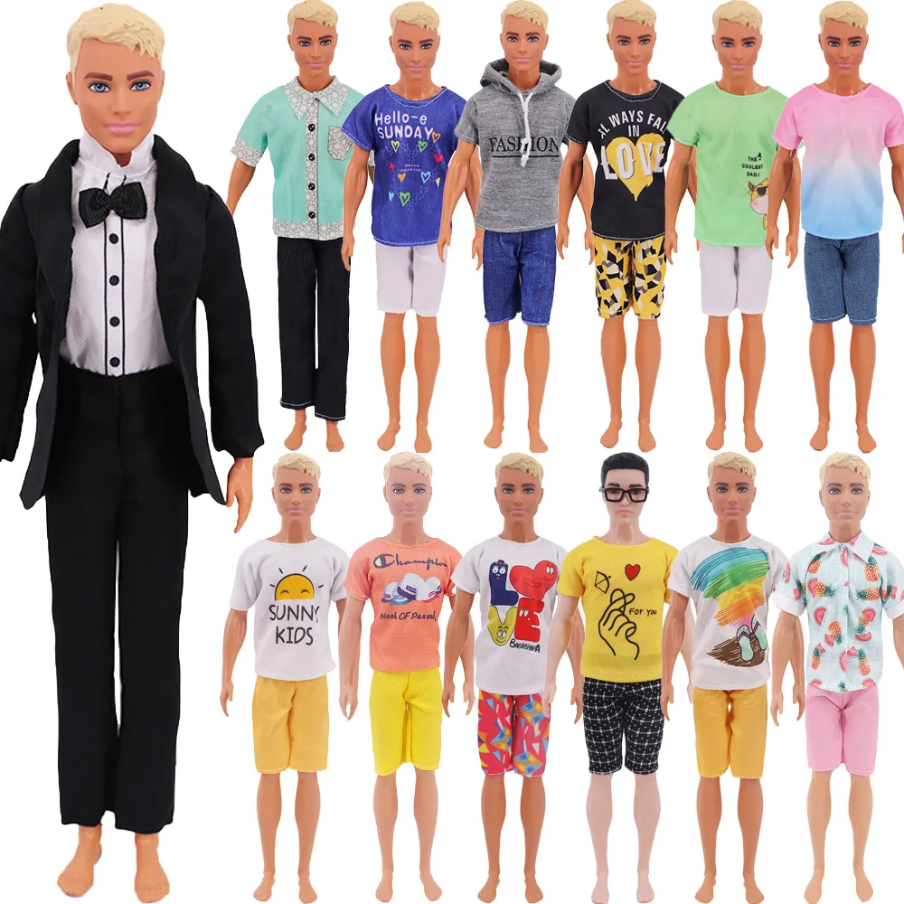 Doll Clothes Formal Wear t-shirt Ken Doll Man Clothes Shirt Ken Prince's Casual Clothing For barbies Boy Dolls Accessories,Gifts