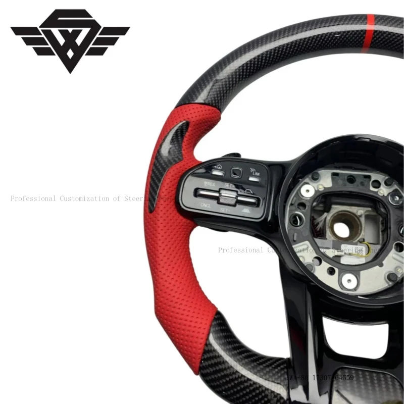 Hot Sale Carbon Fiber Red Leather Steering Whee for Mercedes Benz GLE GLS GLK W205 W213 809AMG Color and Material Customized