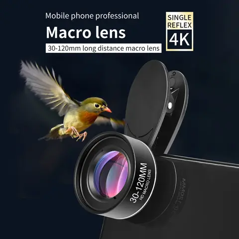 Universal Smartphone Macro Lens 30mm-120mm Distortion-Free Compatible with iPhone 15/14/13/12/11