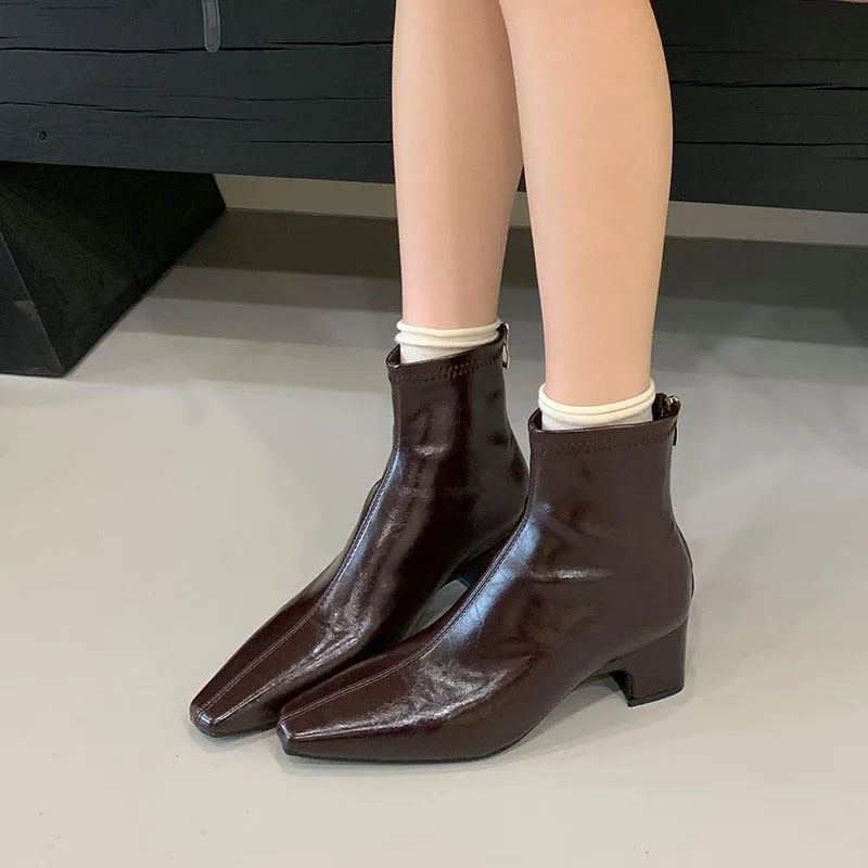

Модные женские ботильоны на каблуке 3 см, женская обувь на молнии, современные женские короткие ботинки с острым носком, туфли-лодочки, женская обувь