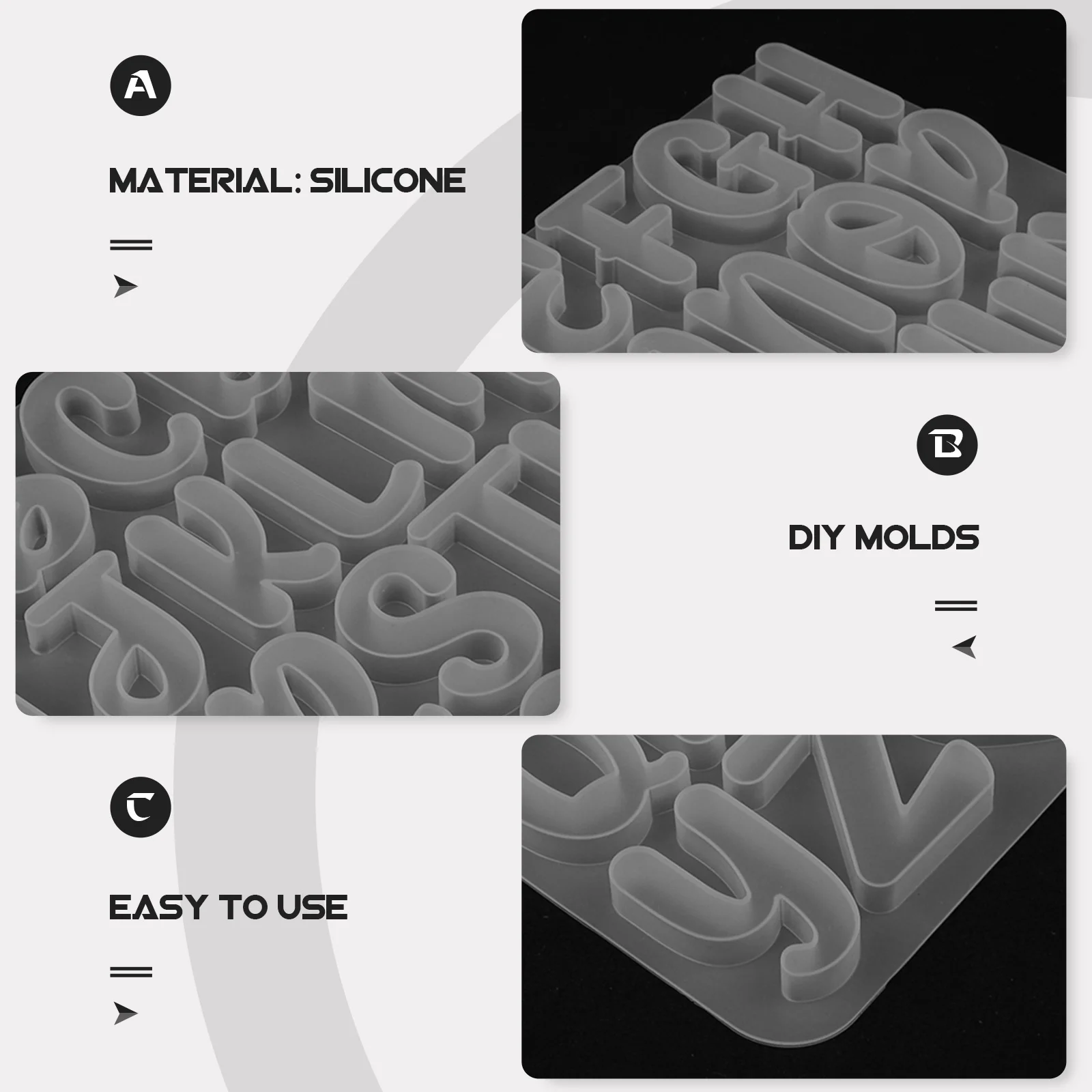 

Alphabet Silicone Molds Pendant Making DIY Jewelry Craft Tools Safe Durable Wear Resistance Practical Long Time Use