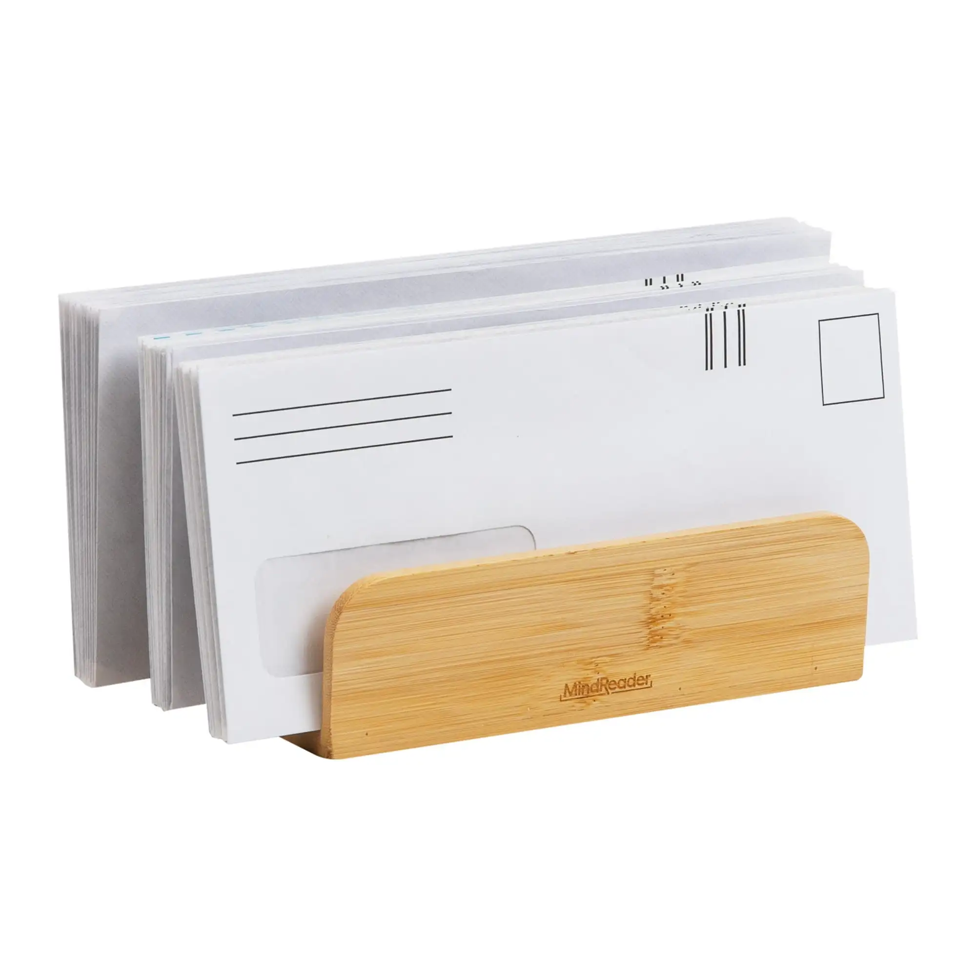 

3-Tier Mail Sorter, Desktop Organizer, Mail Organizer, Modern, Office, Bamboo, 6.75"L x 4"W x 4.25"H, Brown