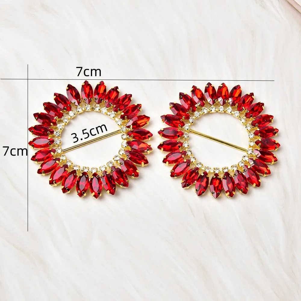 Round Crystal Rhinestone Diy Tie Buckles Clothing Dress Belt High-End Diamond Decoration Shoe Buttons Hair Accessories