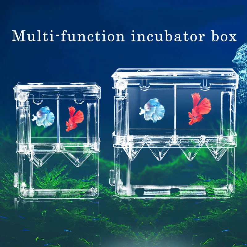 Double-Deck Clear Fish Breeding Isolation Box Aquarium Breeder Fish Tank Hatching Incubator Fish House Home