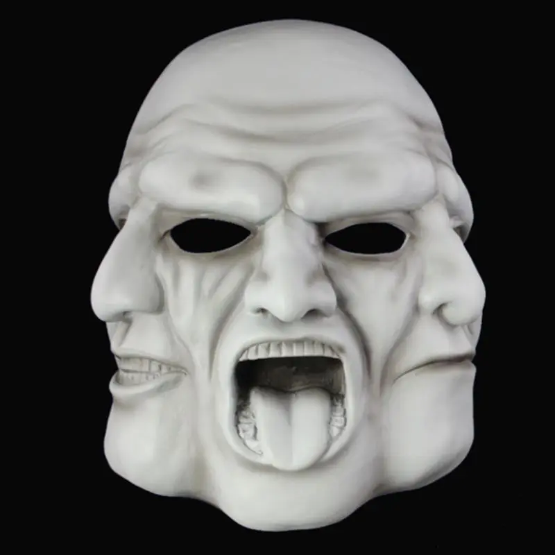 HEISS! Halloween Dreiseitige Maske Vollgesicht Halloween Spukhaus Horror Cos Dress Up Requisiten Gruselige Kapuze Mann Harz