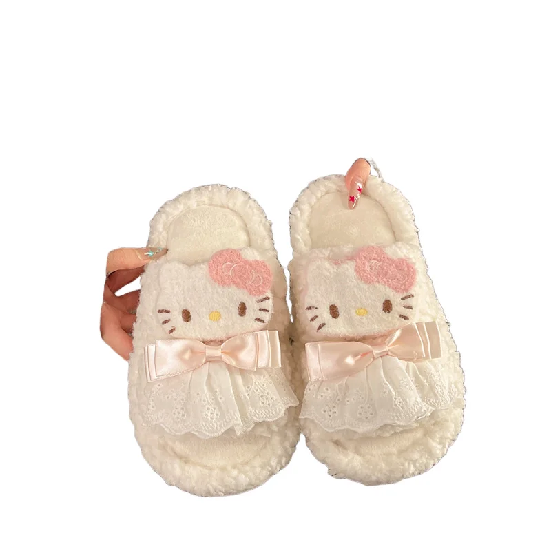 

Популярные осенние и зимние тапочки Sanrio Girl Hello Kitty Kawaii, студенческие теплые хлопковые тапочки с героями мультфильмов, новый стиль