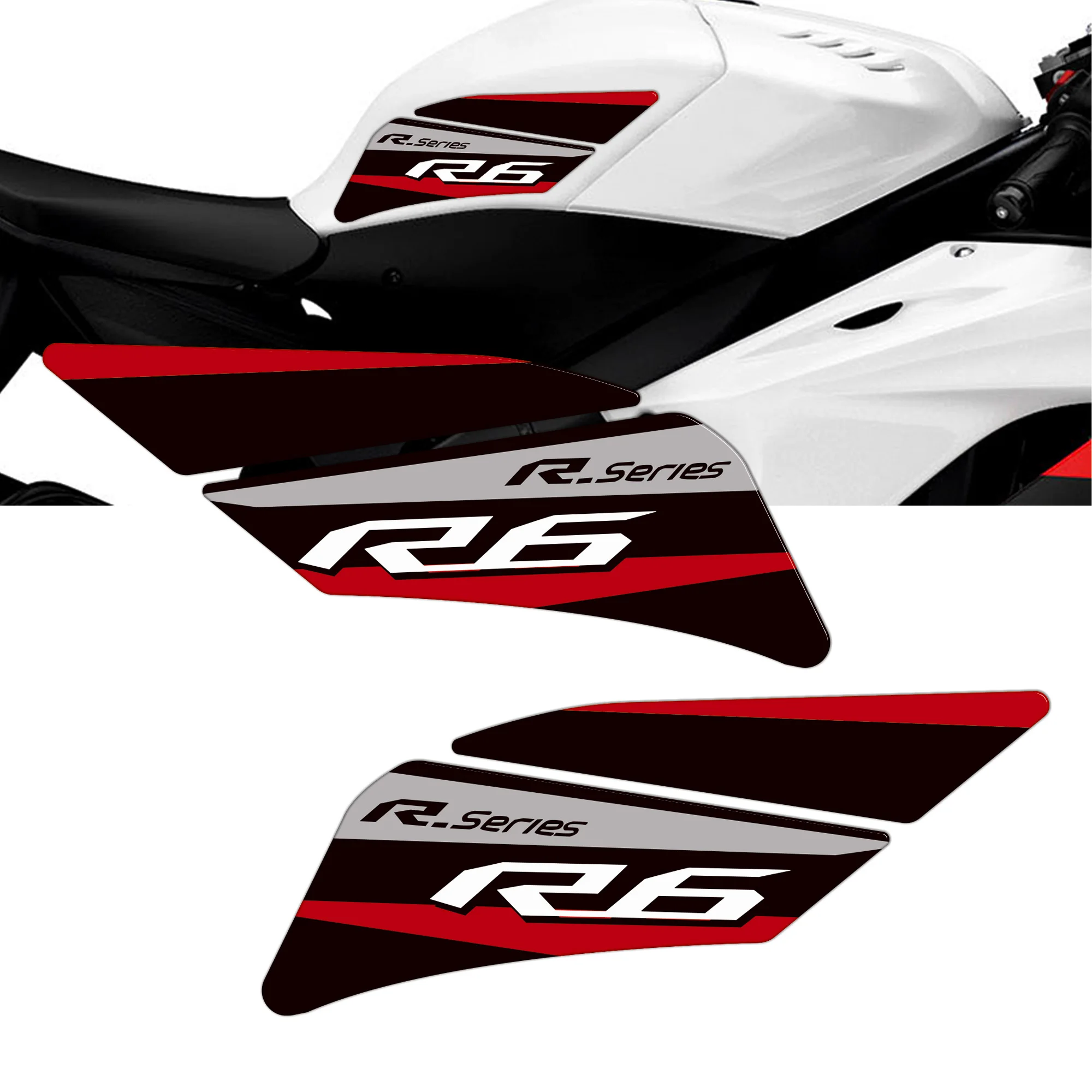 Fuel Tank Pad & Knee Grips Gel Decals Protector Kit Compatible with YZF-R6 YZFR6 2017-2025