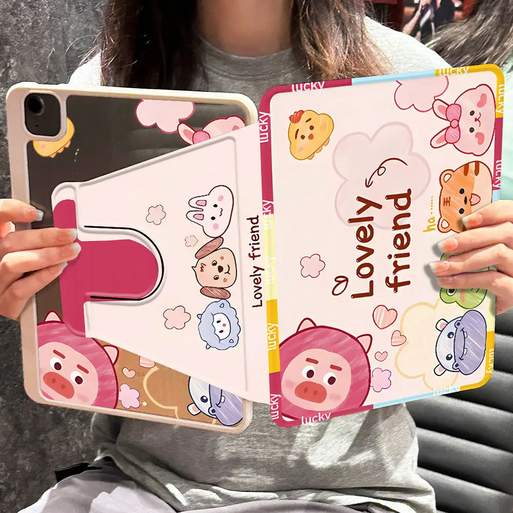 

For iPad Air 6 Case 10.9 Pro 11 inch 2024 with Pencil Holder Cover iPad 10.2 8th 9th Gen Cover for iPad Air5 4 10.9 Cute Animal