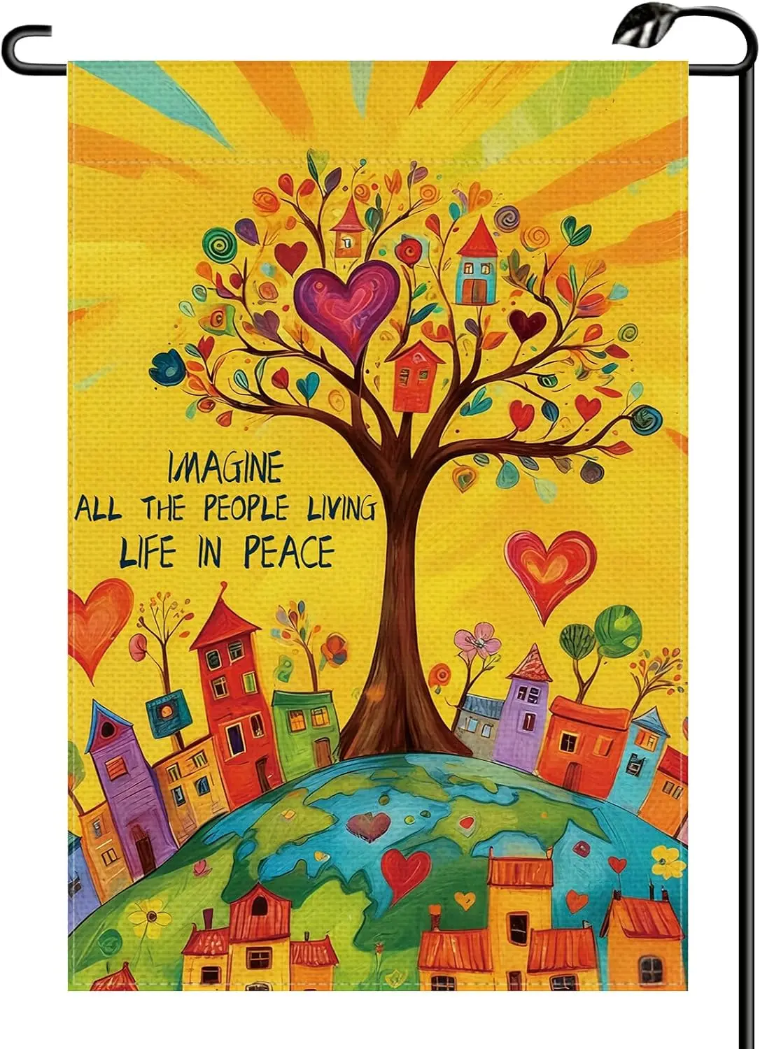 Imagine All The People Living Life In Peace Garden Flag 12x18 Inch Double Sided Spring Summer Inspirational Small Flags Farm uui
