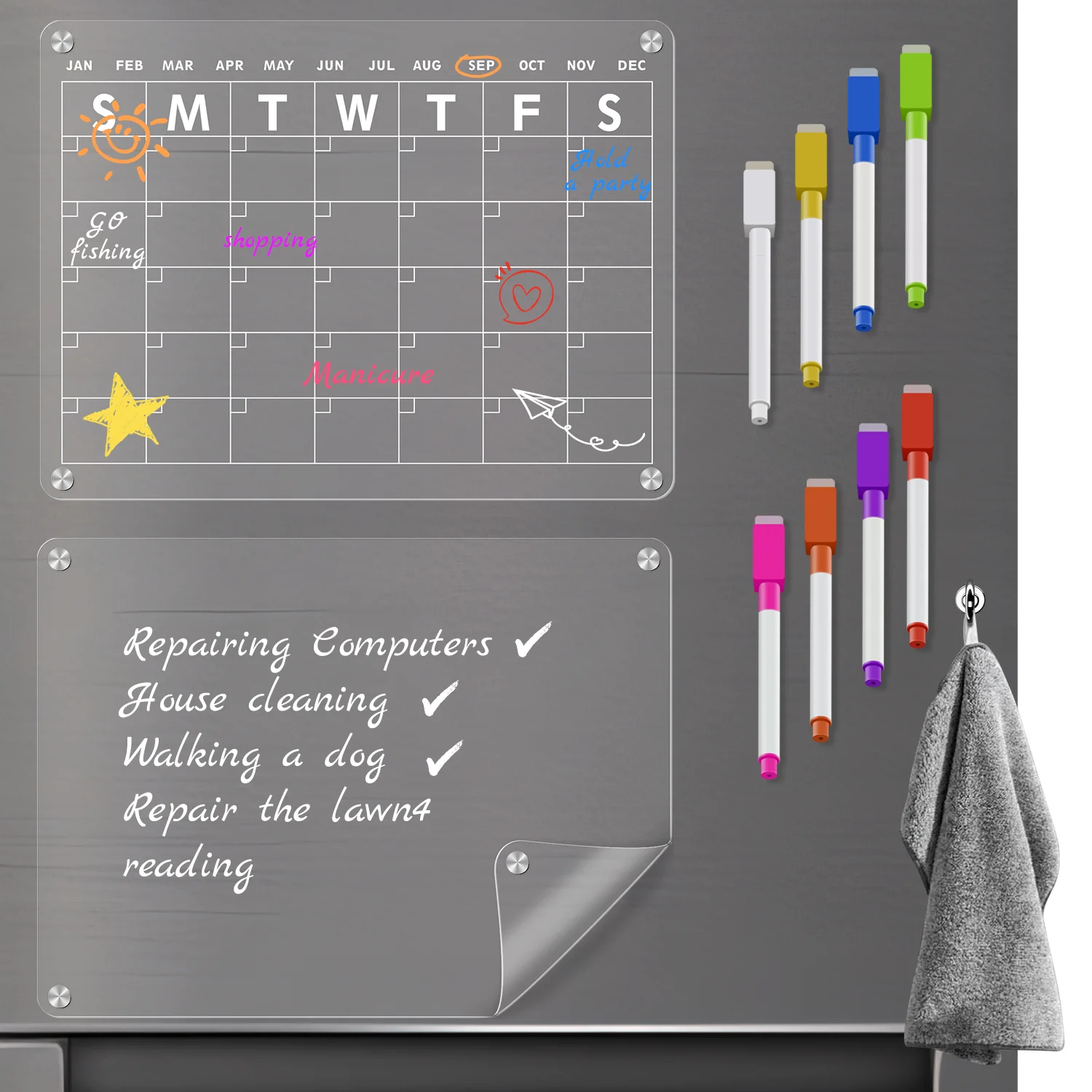 Calendario magnetico trasparente per pianificatore di pianificazione familiare cancellabile lavagna trasparente per calendario lavagna da parete