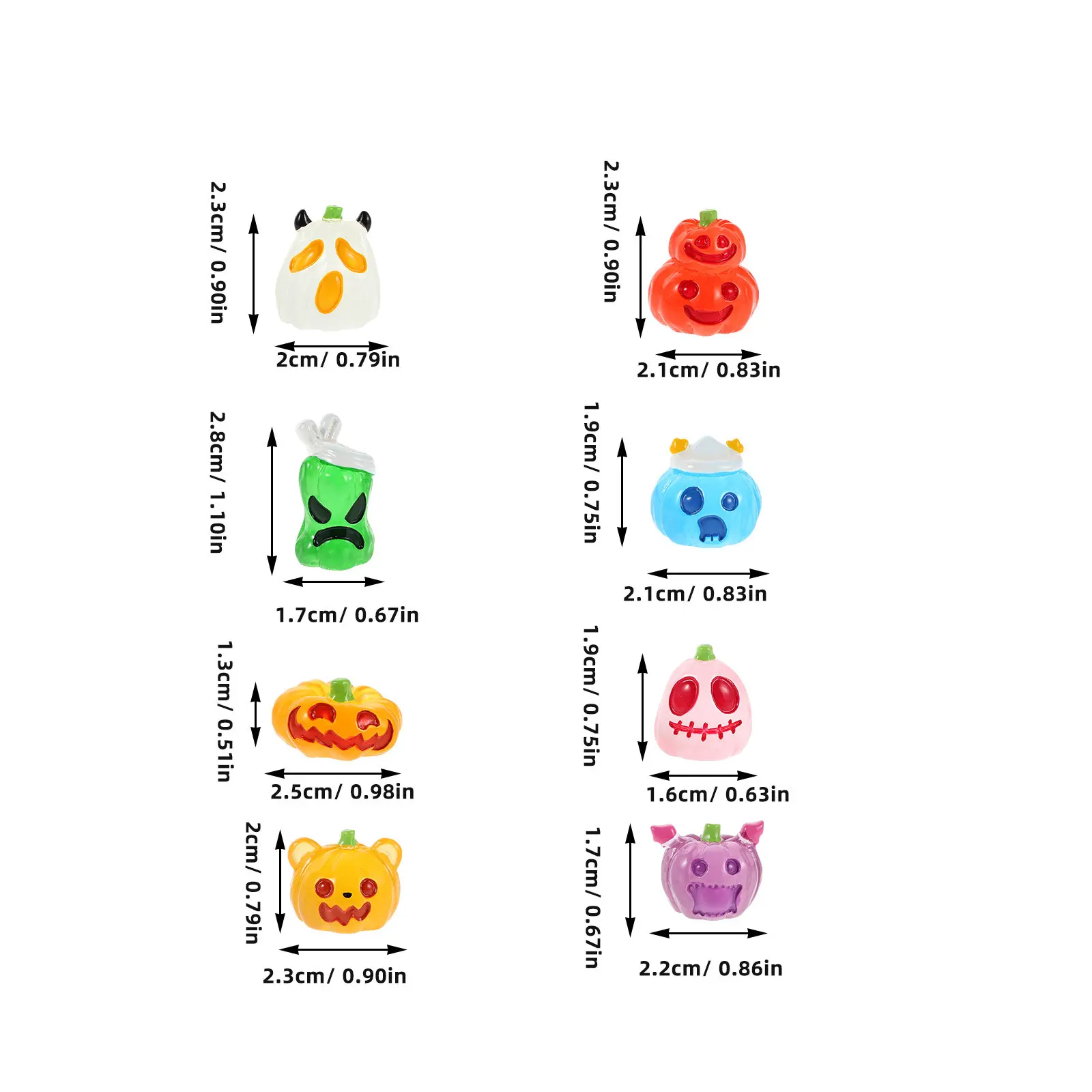 24Pcs Glow in The Dark Mini Halloween Resin Pumpkin Ghost Micro Landscape Ornaments Indoor Party Decorations Mini Ghost Set