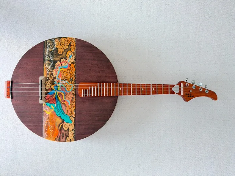 Zhongruan Chinese Traditional String Instrument Hand Painted Soundboard Zhong Ruan Lute