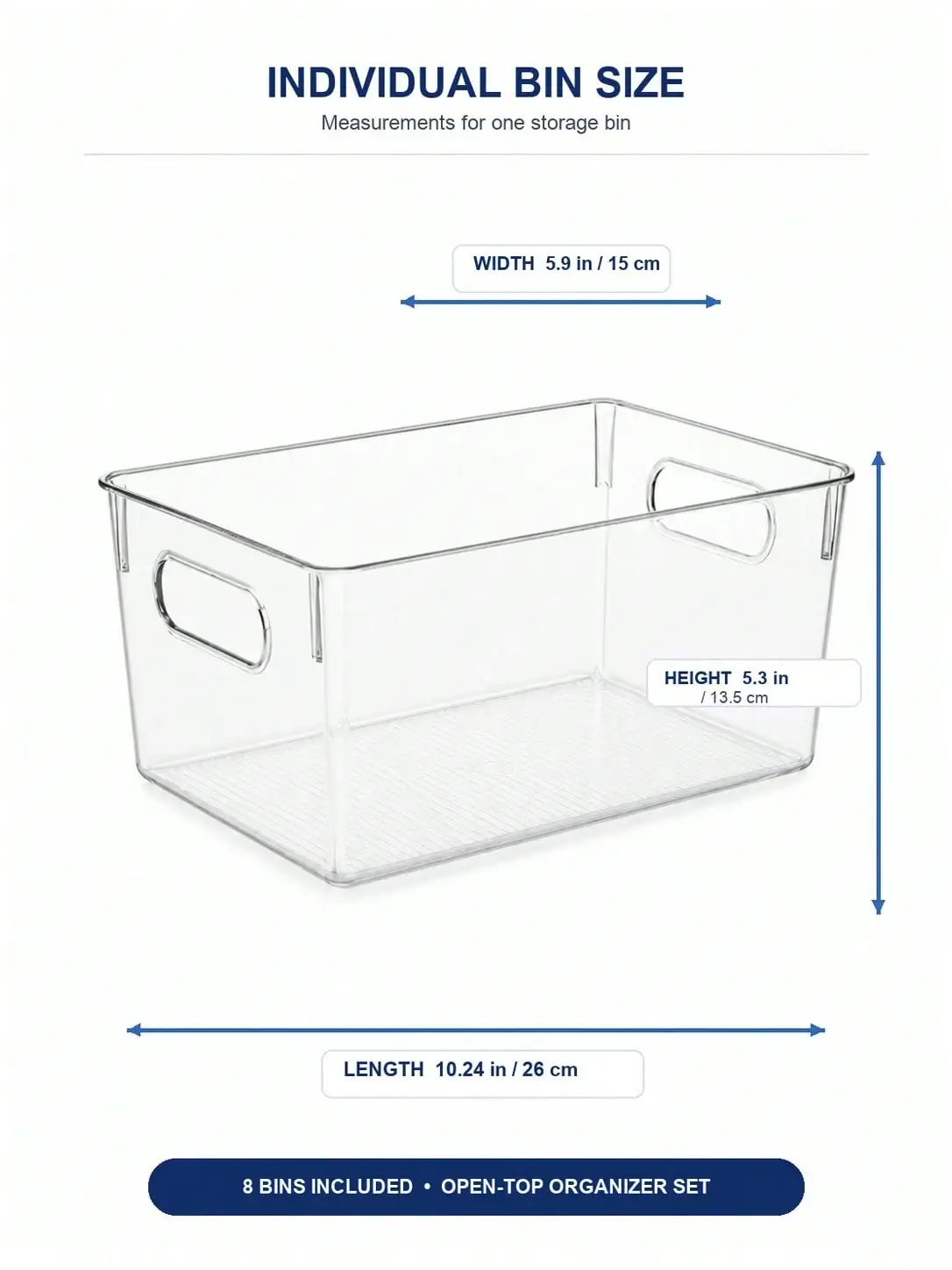 8-Pack Clear Storage Bins with Handles, Open-Top Organizer Set for Office Desk, Stationery and Home Organization view 2