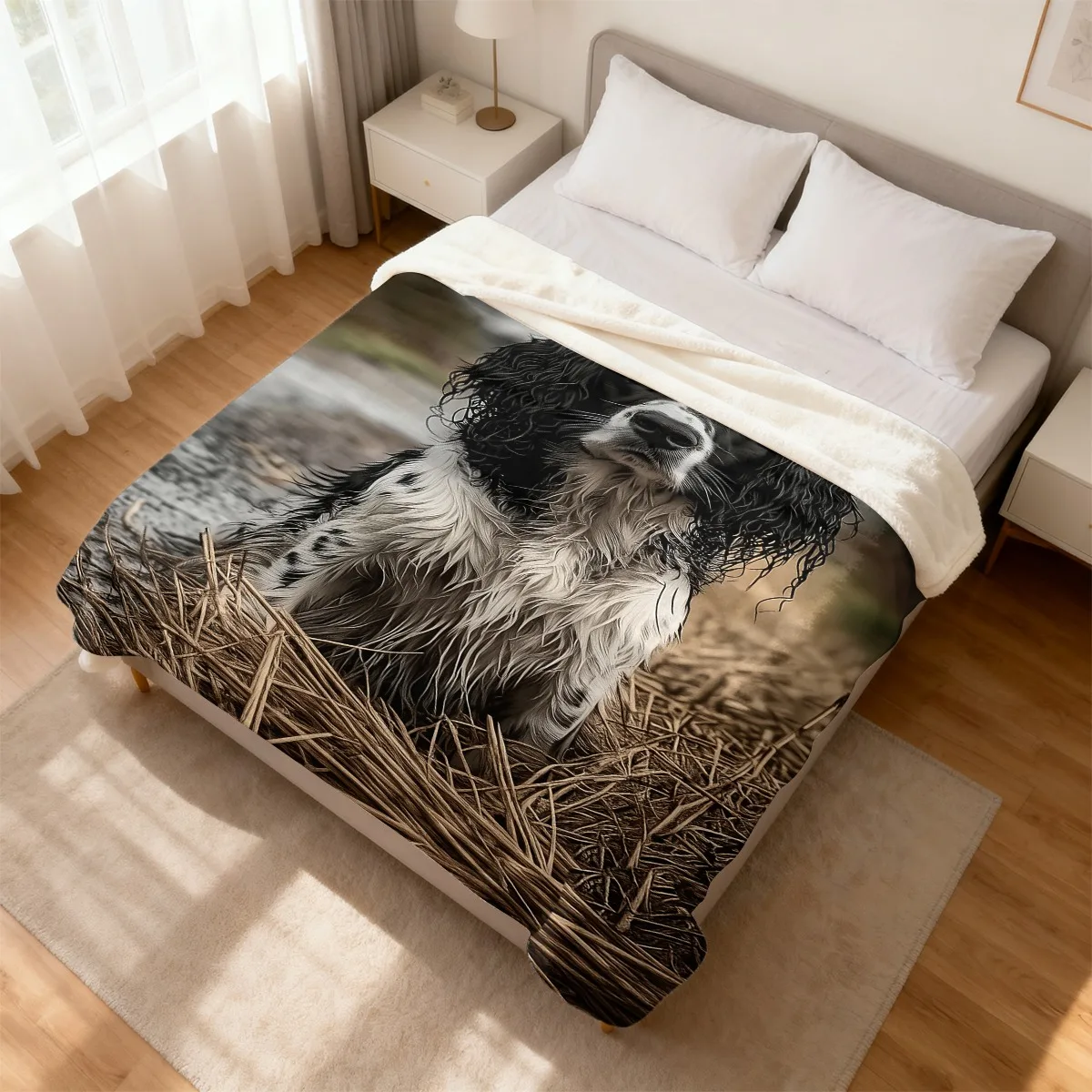 Premium Dog Portrait Throw Blanket Plush Pet Lover Gift Cozy Throw for Living Room Bedroom Decor Art Canine Keepsake Design