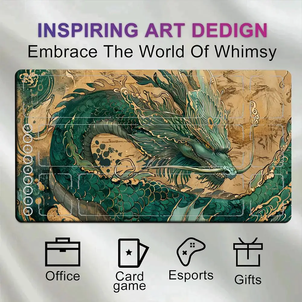 Anime Dragon Design Mouse Pad Card Playmat Stitched with Magic Zones Game Mats Tabletop rug TCG Card Battles Commander Gaming
