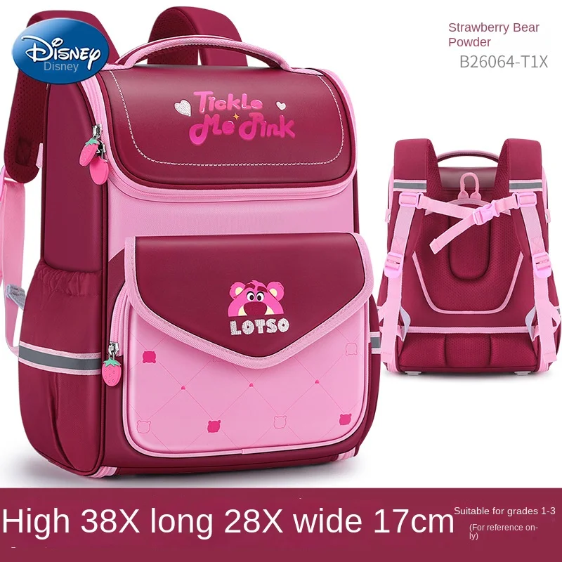 Disney Lotso Girl School Bag Grade 1-3 Primary Student Shoulder Orthopedic Backpack Large Capacity Water Proof Kids Gift Mochila