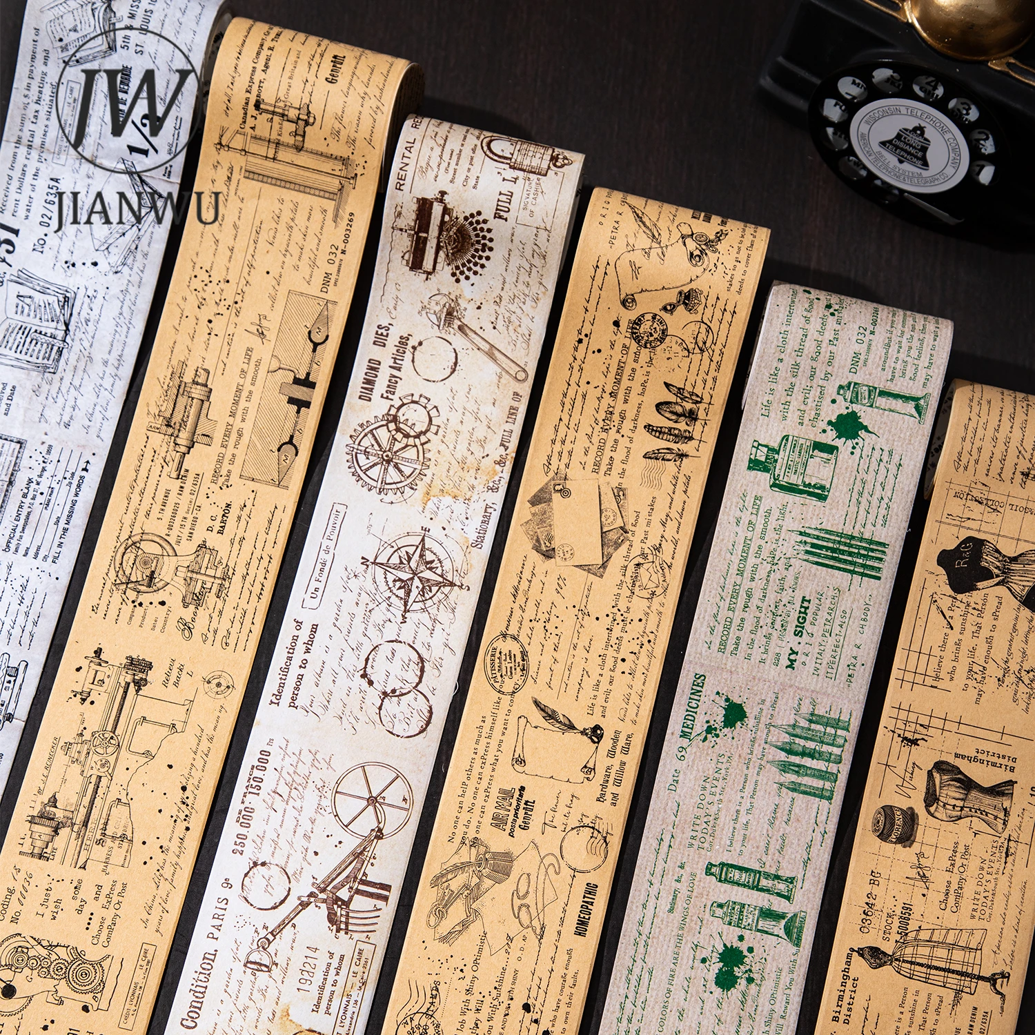 JIANWU Fragment of Manuscriptseries Vintage English Text Landscape Material Collage Scrapbook Tape Creative Journal Stationery