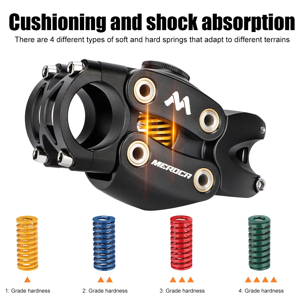 MEROCA MTB Mountain Bike Suspension Stem 90MM Off-Road Touring Cycling Grave Road Bicycle Shock Absorbing Riser Four Links Stem