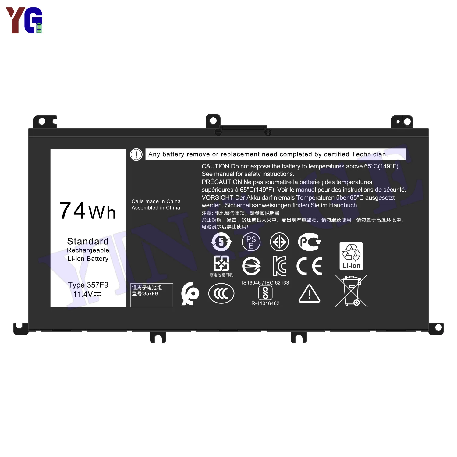 357F9 74Wh Laptop Battery For Dell Inspiron 15 7000 7557 7559 7567 5576 5577 P65F P57F Replacement Battery +Free Tools