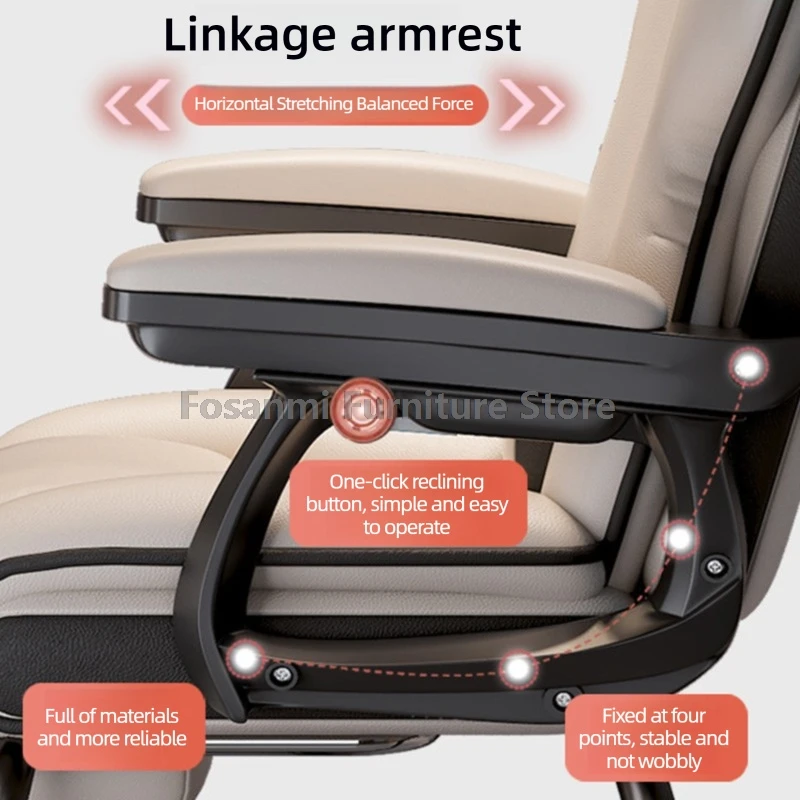 كرسي كمبيوتر جلدي مستلق كرسي مكتب حديث على شكل قوس لدراسة الألعاب كرسي مكتب منزلي مريح ثابت مع مسند للرأس