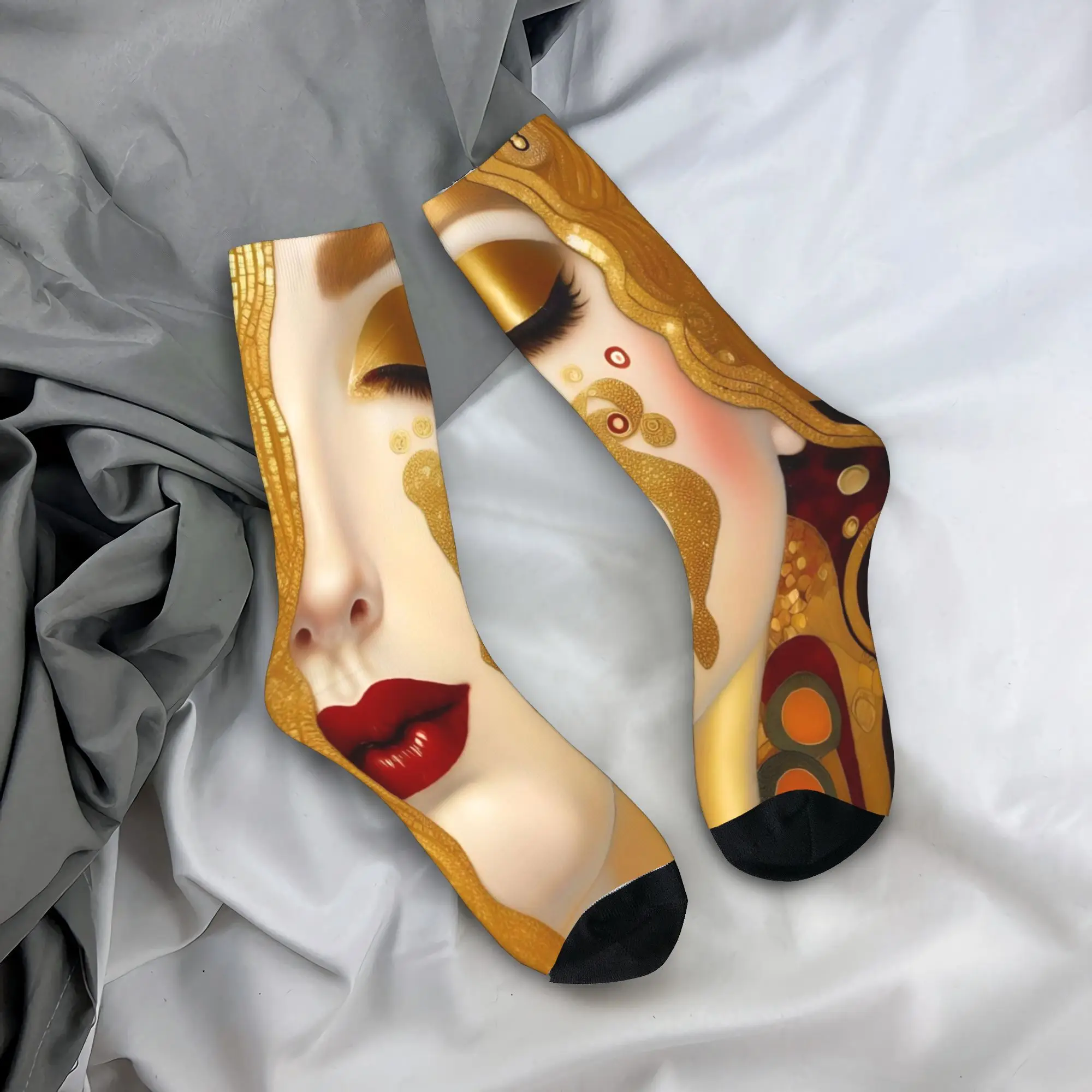 

Tears Kiss Painting Golden Socks Anti Slip Stockings Adults Men Soft Running Socks Autumn Fashion Design Socks