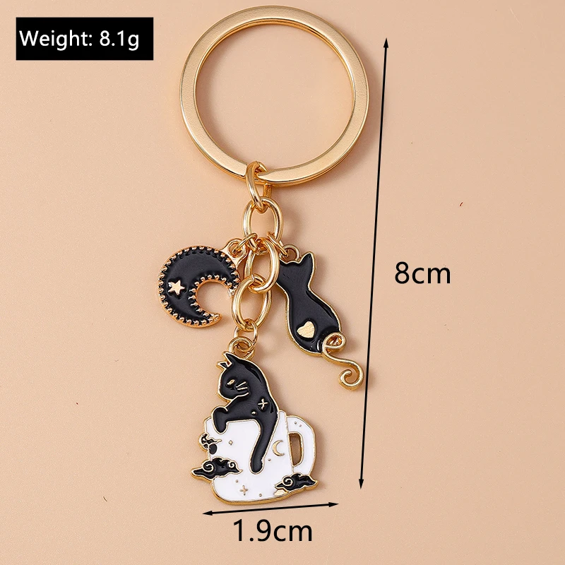 Niedlicher Emaille-Katzen-Schlüsselanhänger, Cartoon-Tier-Schlüsselanhänger, Anhänger für Frauen und Mädchen, Handtasche, Dekor, DIY, handgefertigter Schmuck, Geschenkzubehör – Detail 9