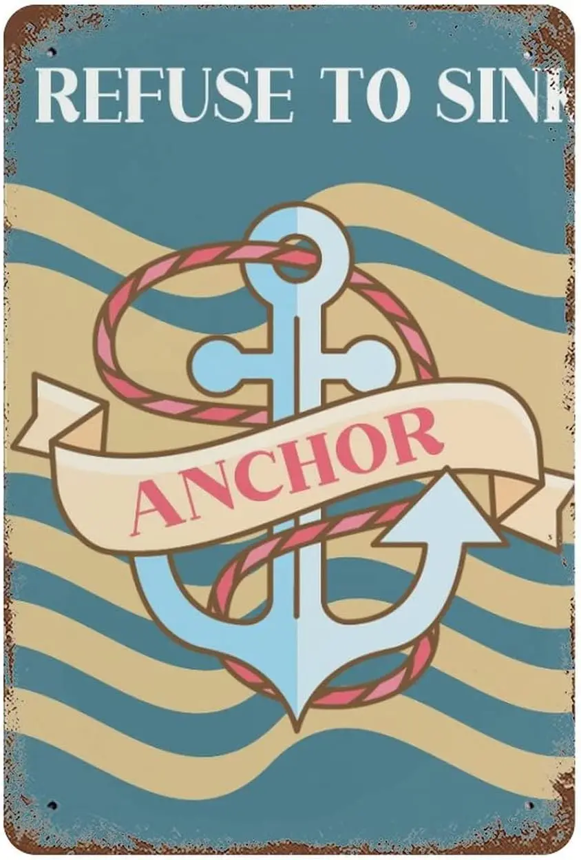 

Anchor Sign, Custom Nautical Decor, Gift for Beach Lover, Personalized Home Sign Metal, Lake House Decor - Novelty