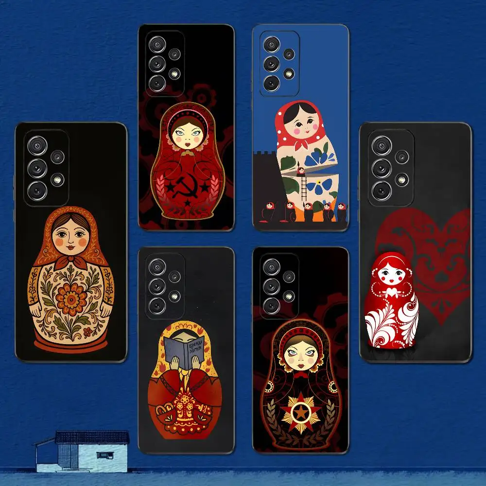 

Dolls Matryoshka Russian Phone Case For Samsung S22,S21,S20,S10,S9,S25,S24,S23,Ultra,FE,Plus,Lite,Soft Silicone Black Cover