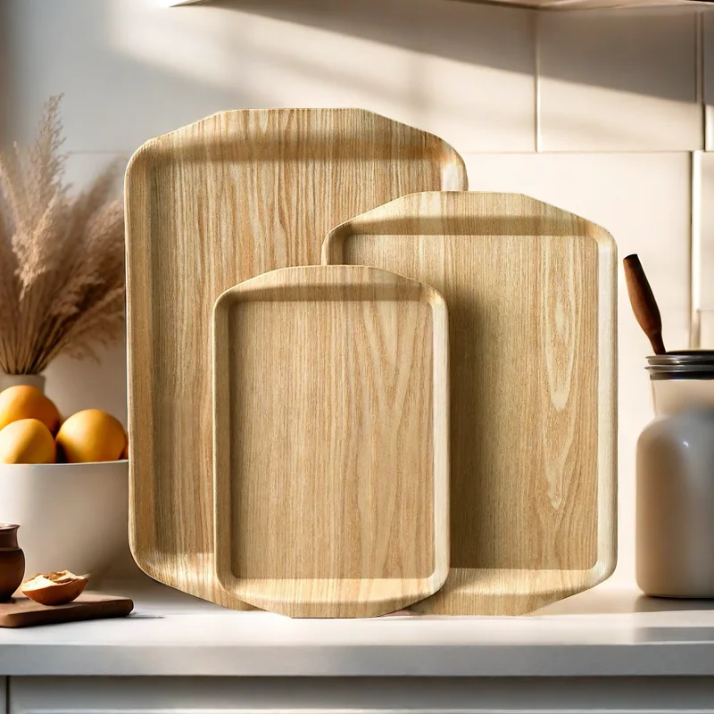 

Wooden Tray Cake Bread Tray Put Water Cup Flat Tray Household Kitchen Storage Tray