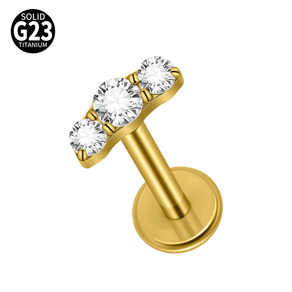 G23 Titanium Clear CZ Gem Labret & Lip Stud