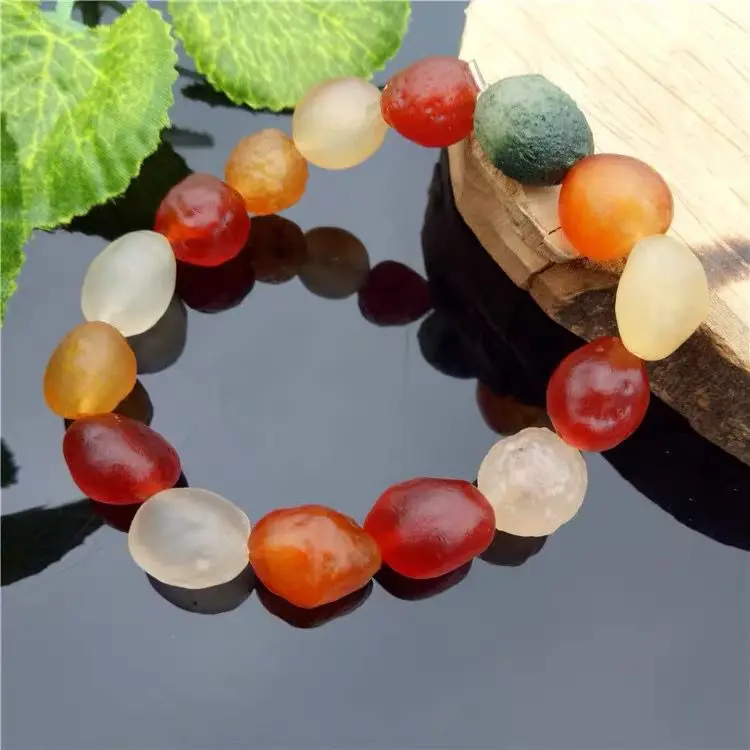 Natural Alashan Agate Bracelet Gobi Original Stone Handset Beads Exquisite Stone Exquisite Color Bracelet For Women's HandString