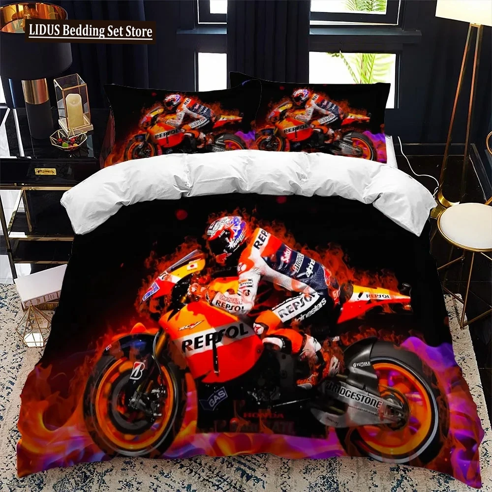 

Motorcycle Rider Bedding Set Boys Girls Twin Queen Size Duvet Cover Pillowcase Bed Boys Adult Fashion Home Textileextile