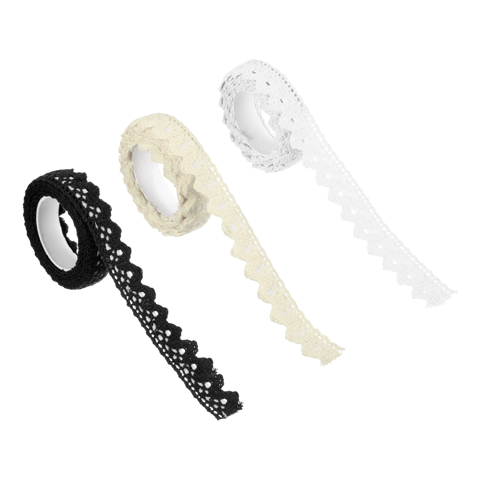 

3pcs Self-Adhesive Lace Tape Lace Ribbon Cotton Washi Trim Stickers Masking for Craft Scrapbooking DIY Card Making 3 Colors