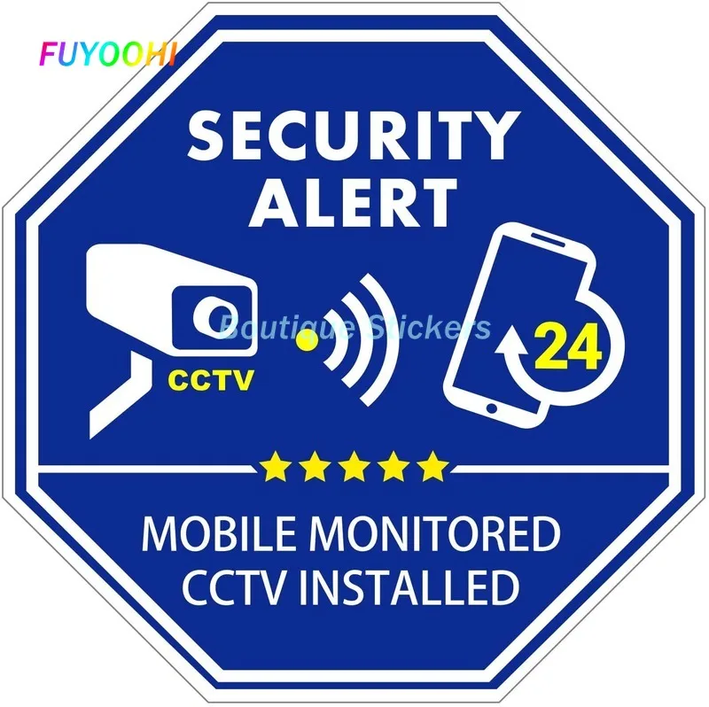 FUYOOHI Exterior/Protection Boutique Stickers CCTV Video Surveillance Security Mobile Monitored Installed Decal, Indoor Outdoor