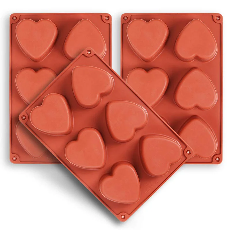 6-Cavity Heart Silicone Mold Heart Shape Cake Pan Baking Molds for Making Handmade Soap Chocolate Cheesecake Ice Cube Tray